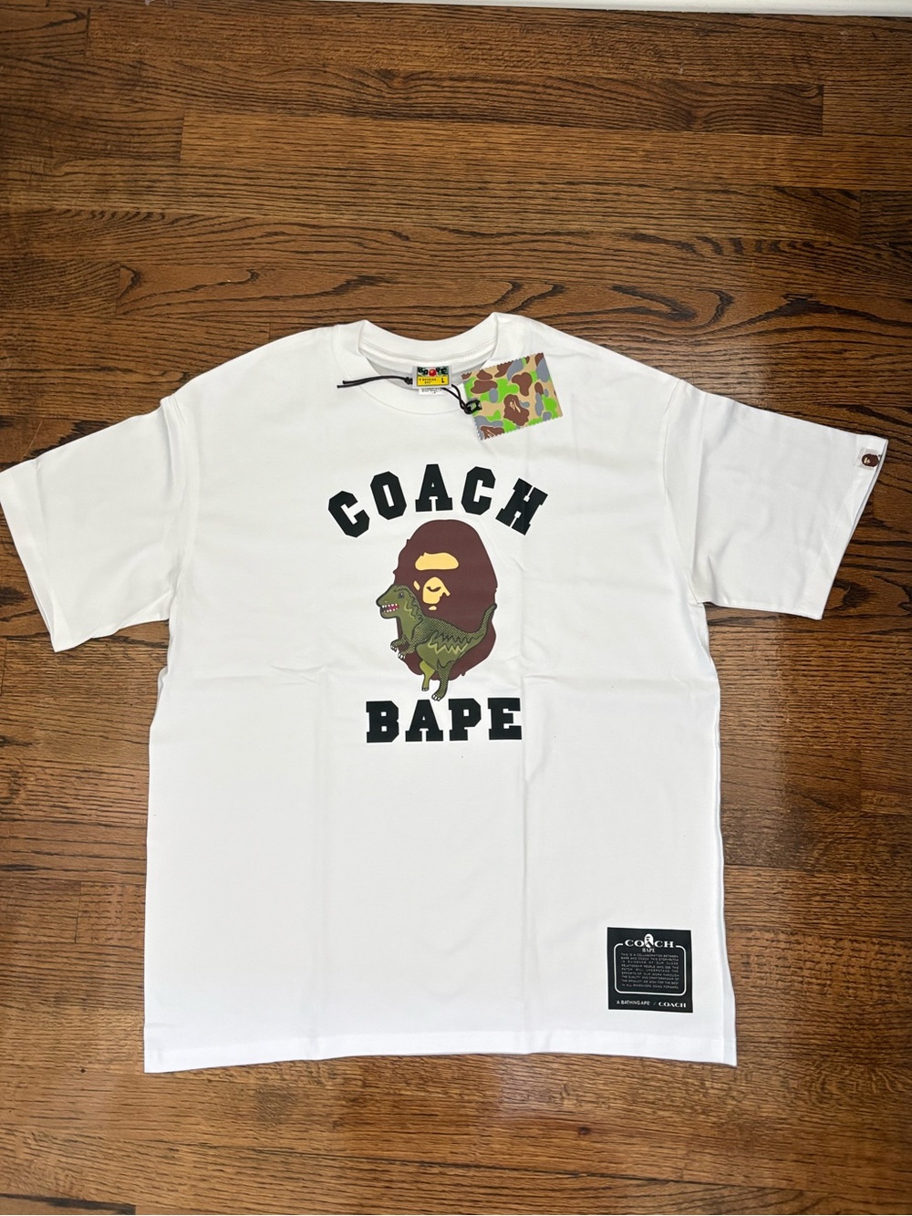 BAPE x Coach White ‘Rexy Tee’ Mens Size L - new with tags